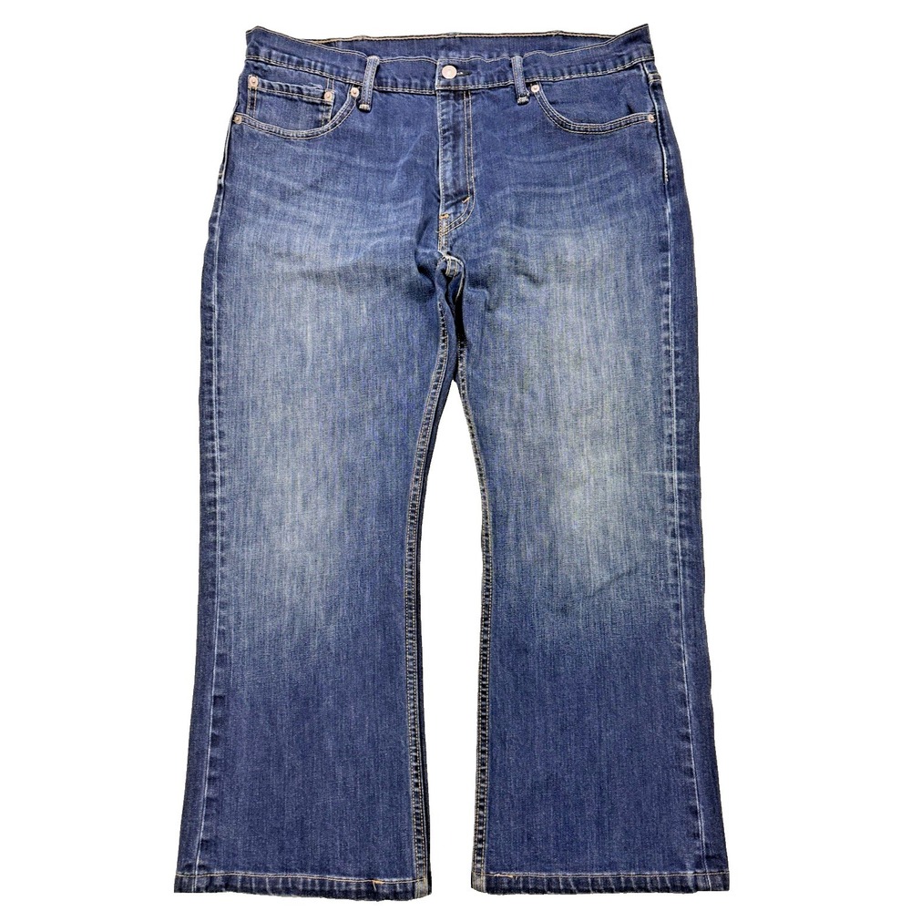 Levis 527 Jeans Men 38x25 Blue Slim Boot Distressed Whisker Denim Western -Altd.